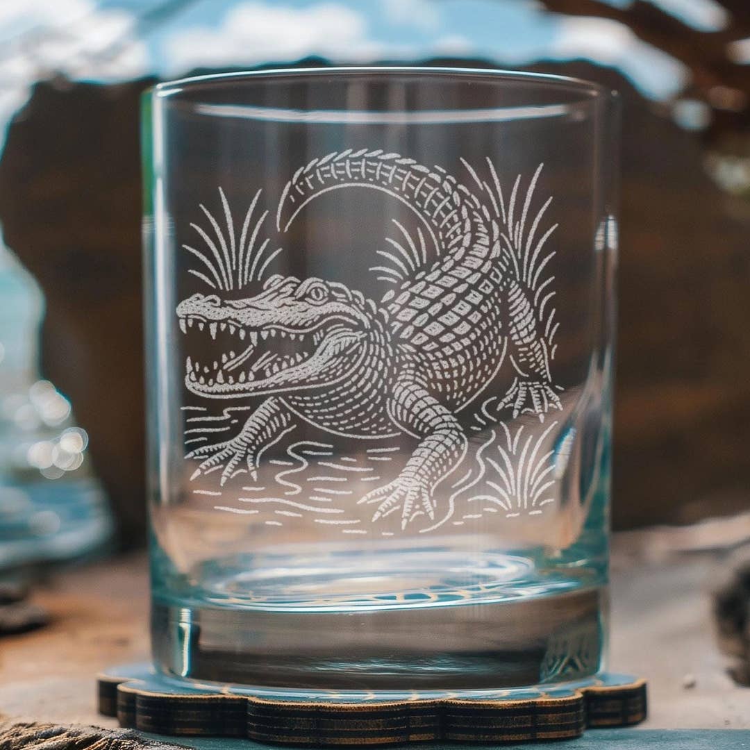 Alligator Drinking Glass, 12oz Old Fashioned