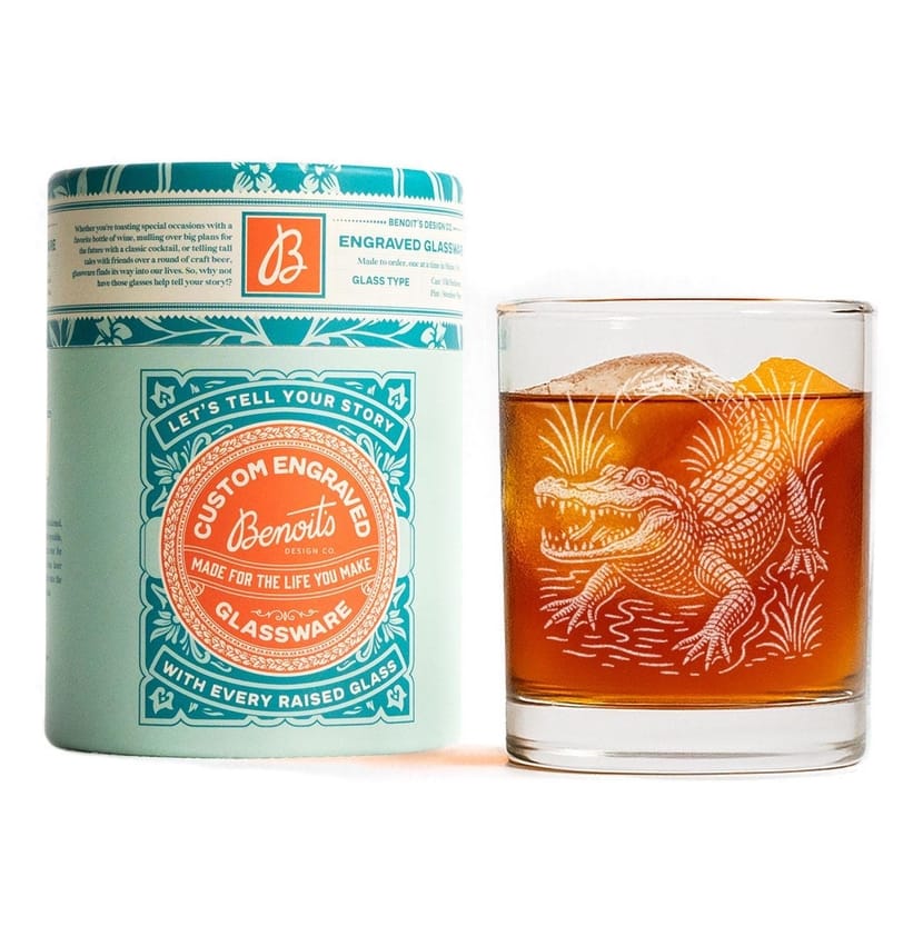 Benoit's Design Co Alligator Drinking Glass, 12oz Old Fashioned - Little Miss Muffin Children & Home