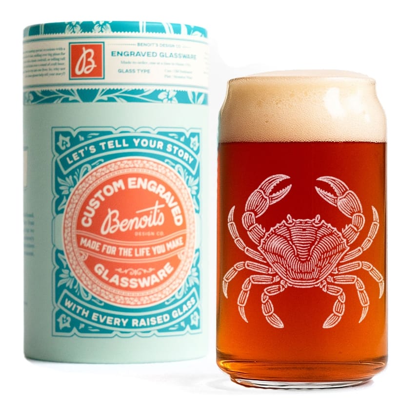 Crab Drinking Glass, 16oz Beer Can