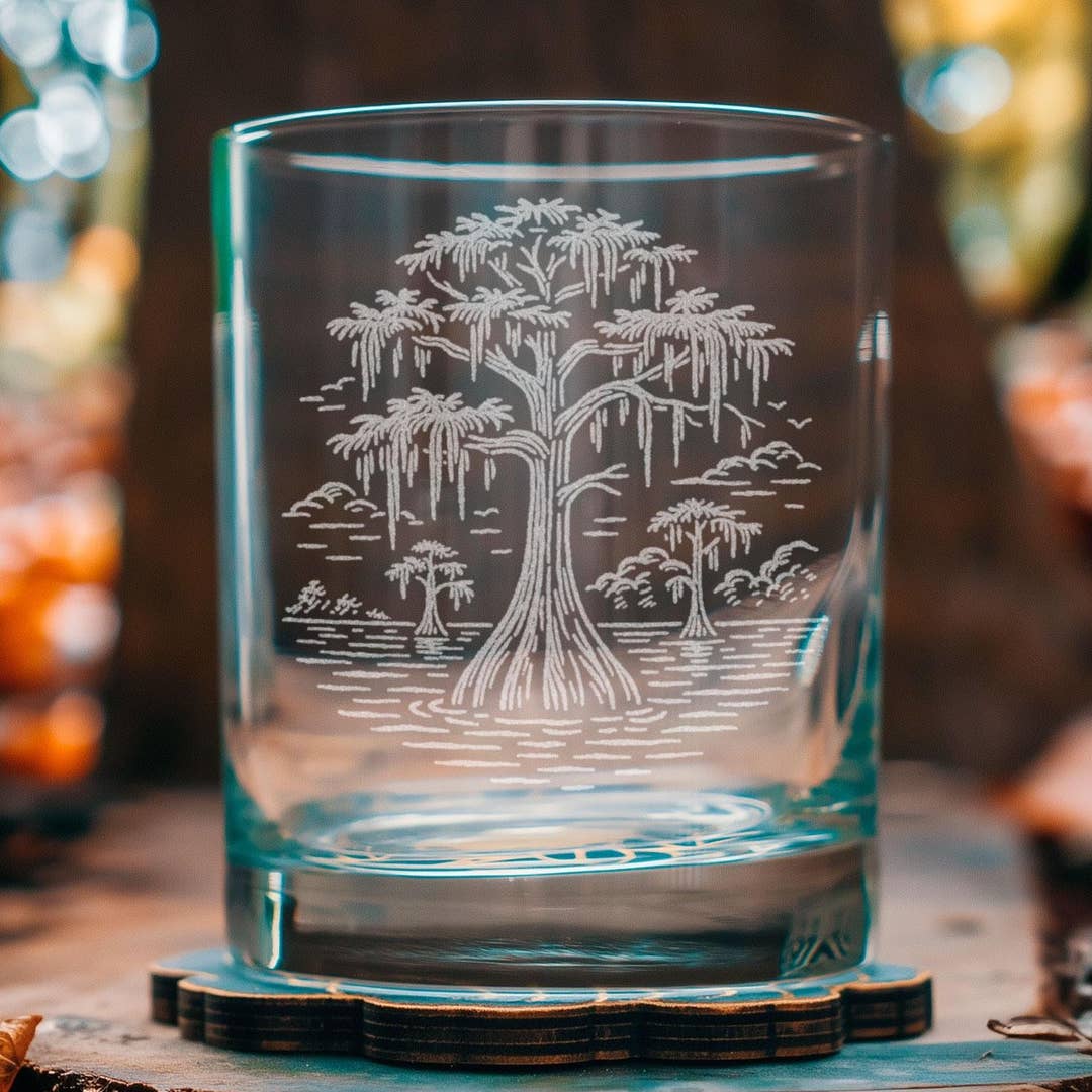 Cypress Tree Drinking Glass, 12oz Old Fashioned