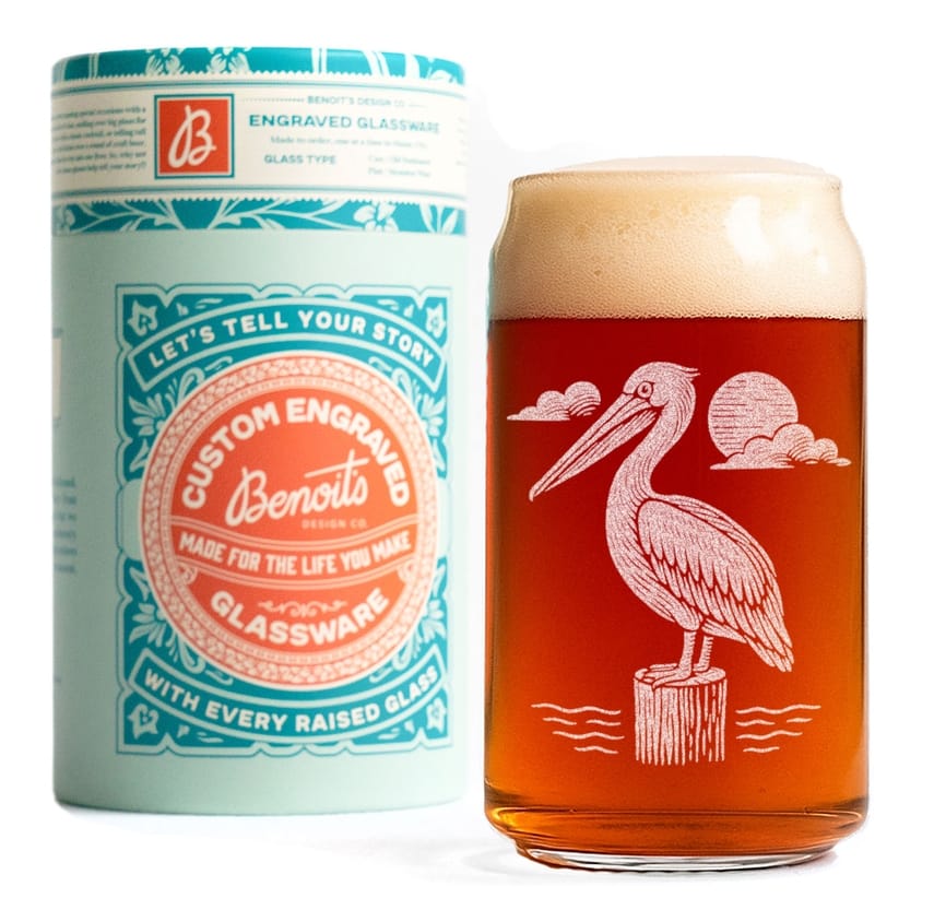 Pelican Drinking Glass, 16oz Beer Can