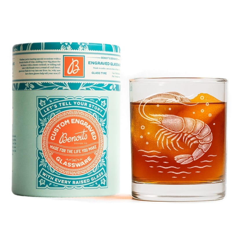 Shrimp Drinking Glass, 12oz Old Fashioned