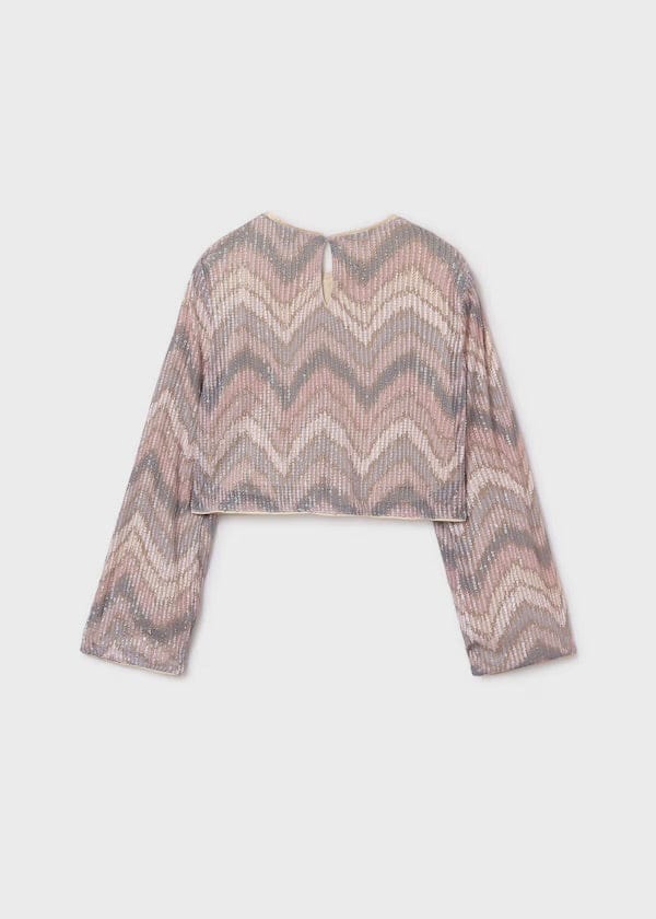 Sequin chevron long sleeve pink top for girls