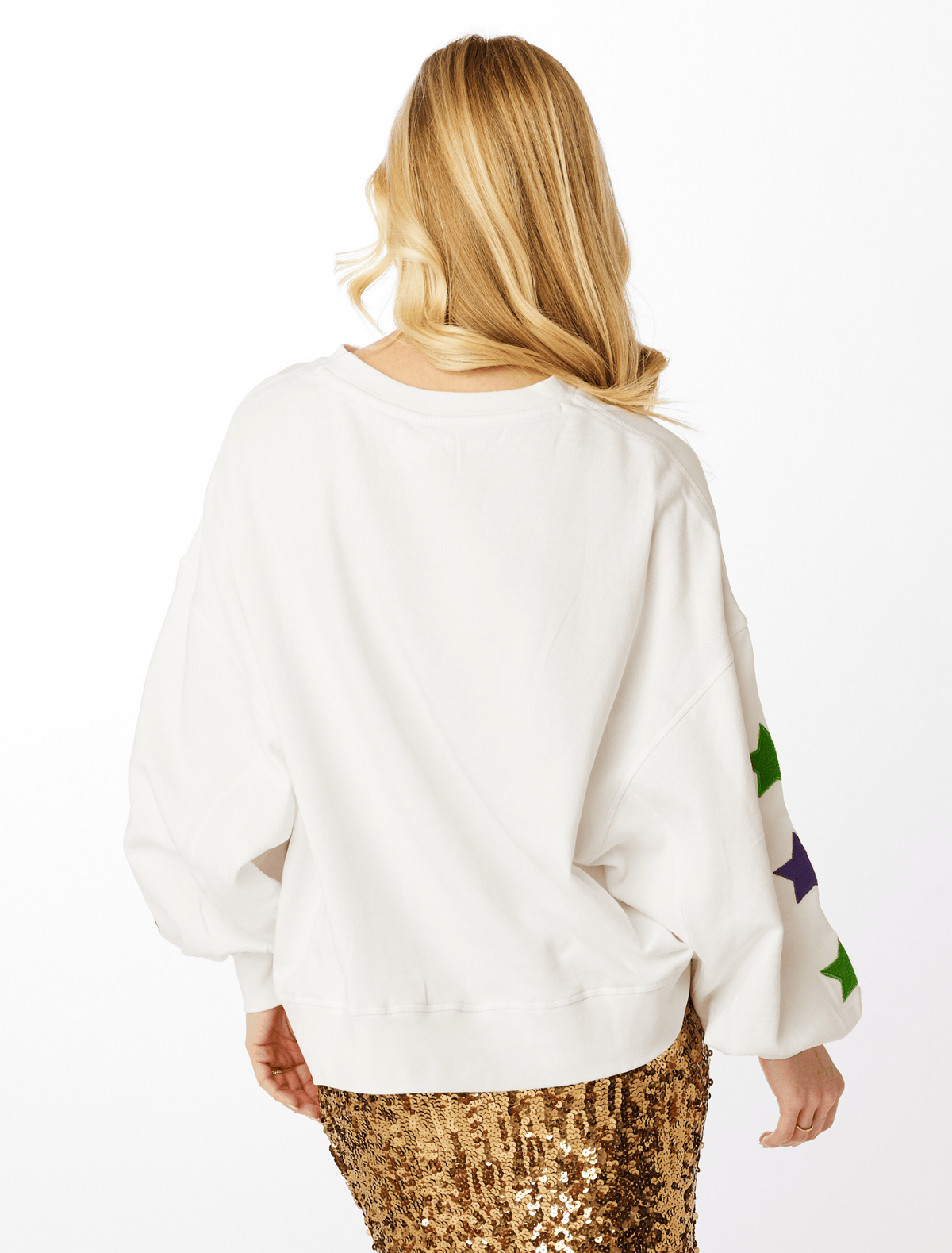 Glitter Mardi Gras Balloon Sleeve Pullover