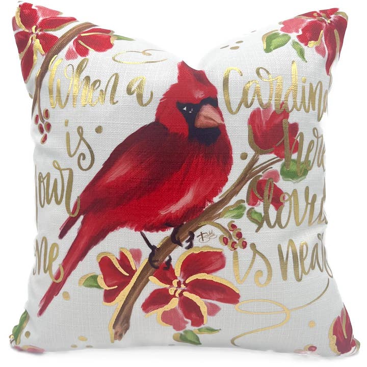Golden Cardinal Velvet Pillow