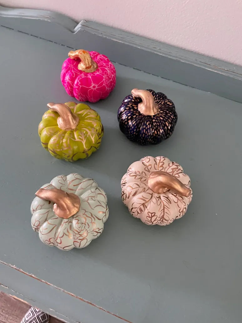 Jessica Reynolds Art Green Gold Mini Pumpkin - Little Miss Muffin Children & Home