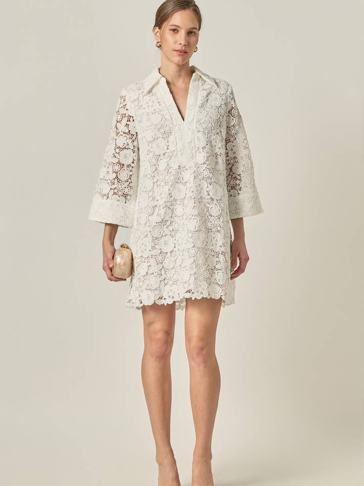 Guipure Lace Mini Dress