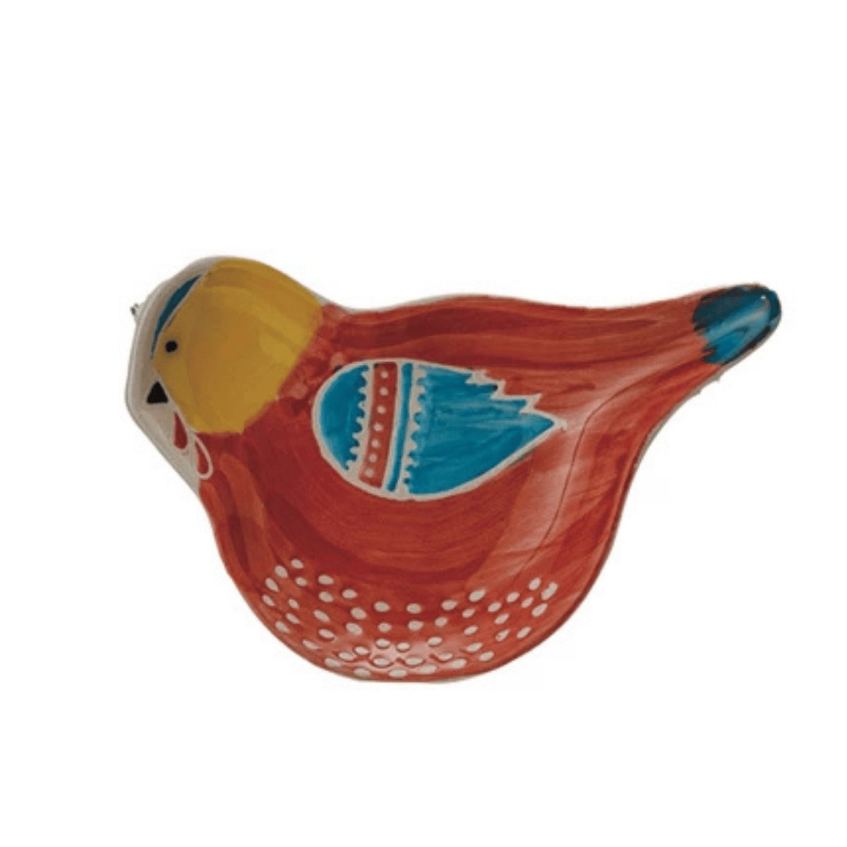 Hand-Painted Stoneware Bird Shaped Dish