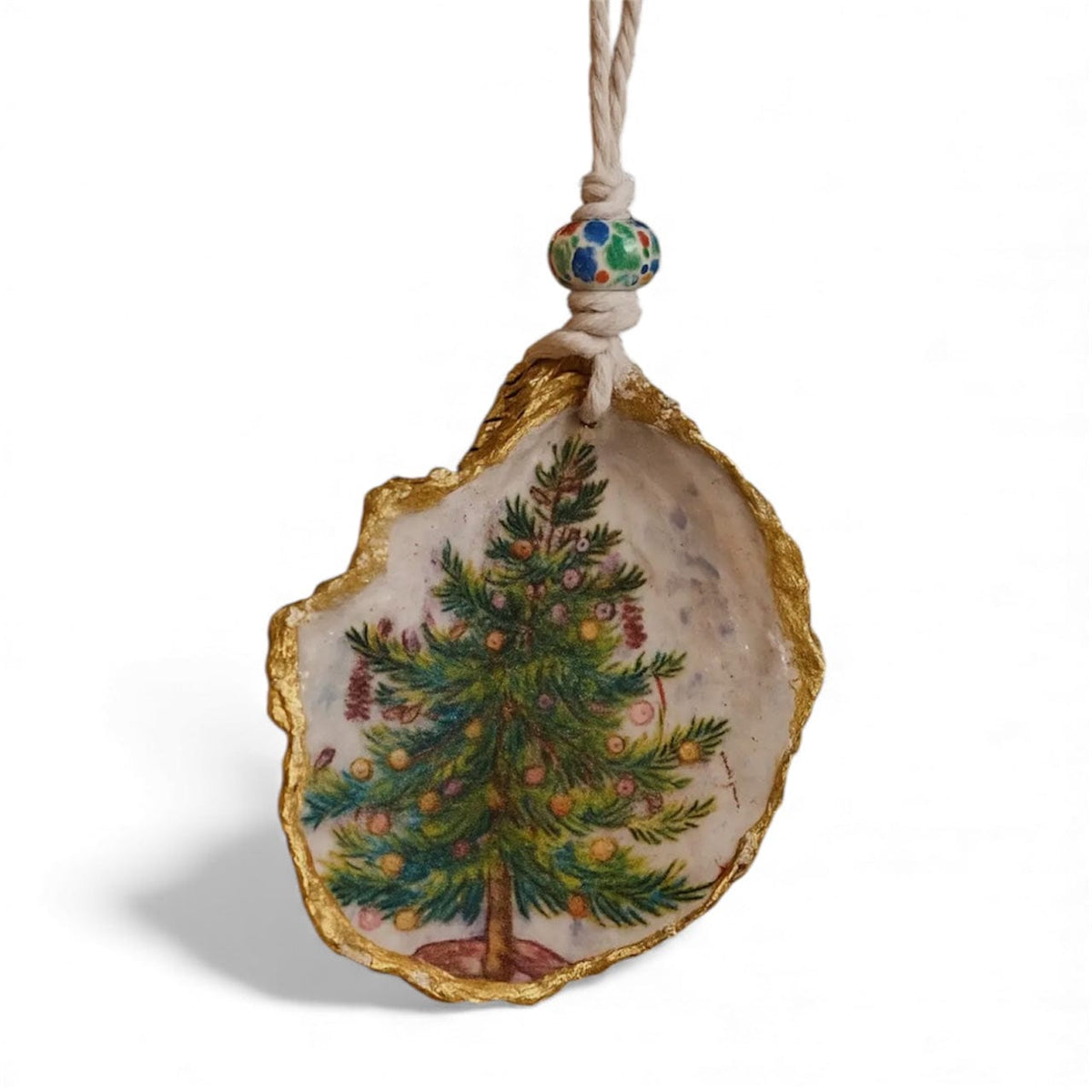 Handmade Coastal Christmas Tree Oyster Ornament