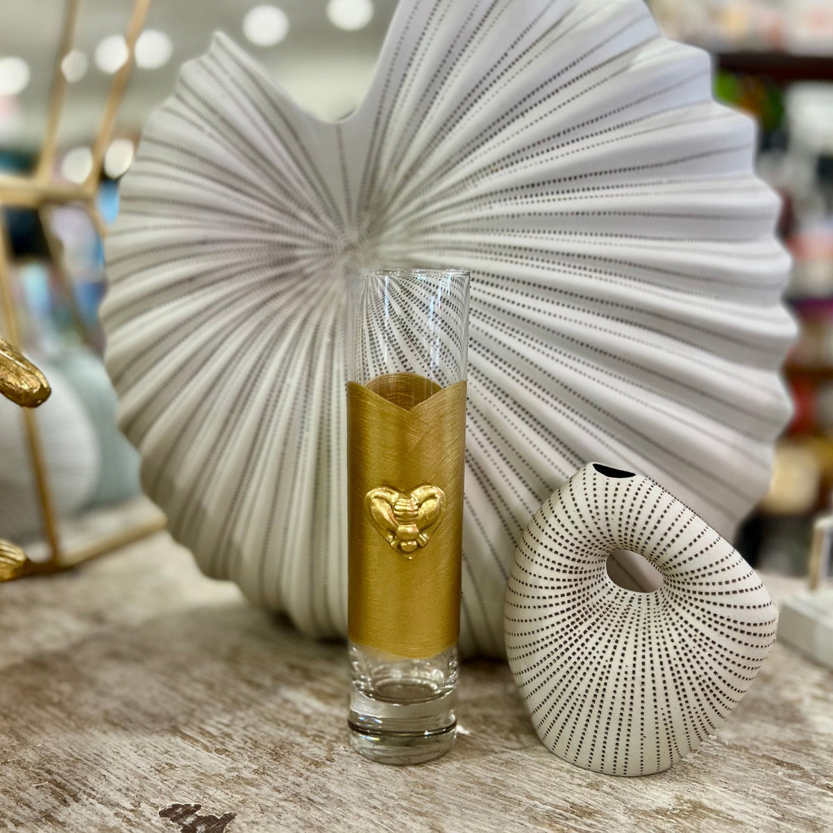 Heart Bee Bud Vase