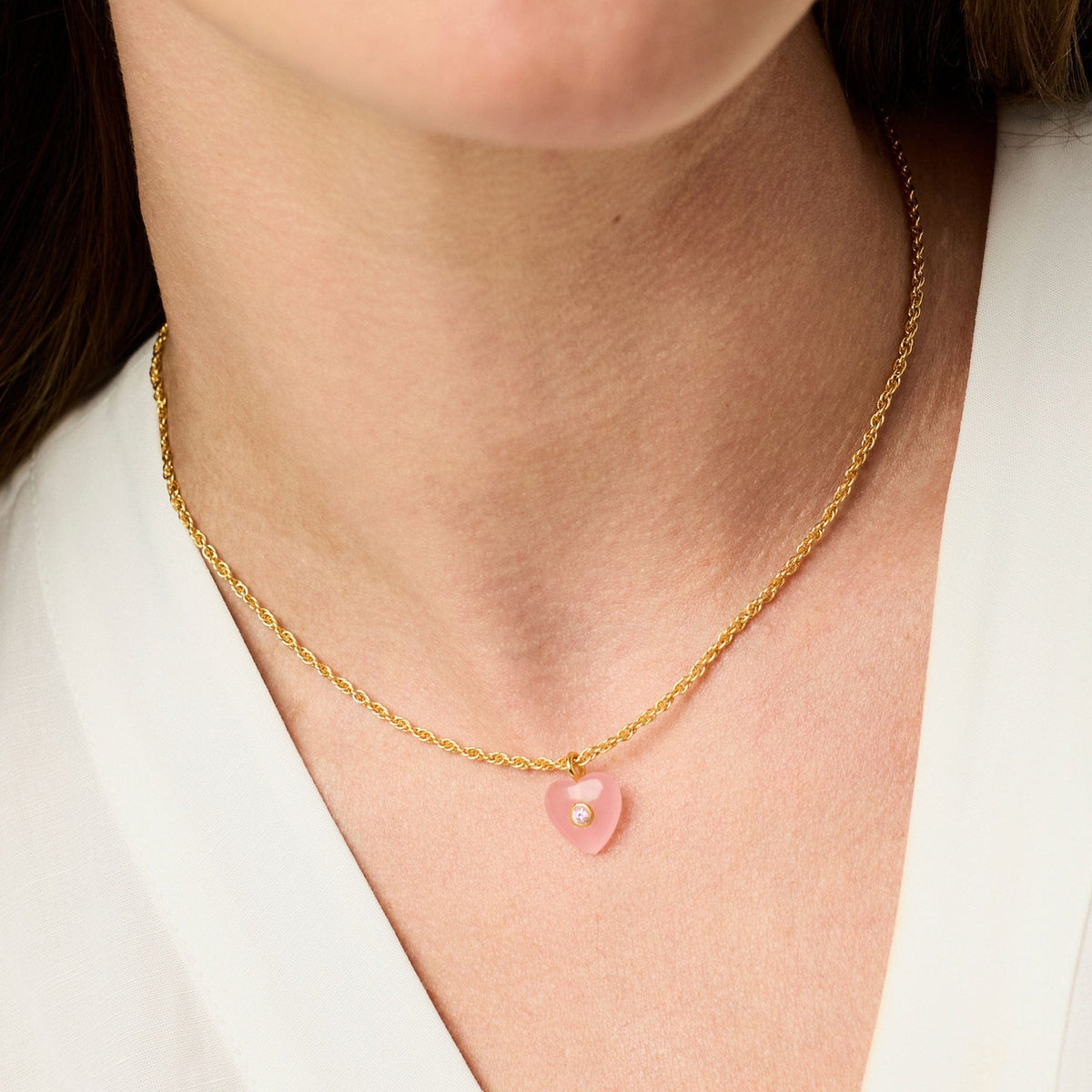 Julie Vos Heart Delicate Necklace with Pink Quartz - Little Miss Muffin Children & Home