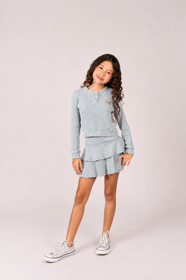 Joyous and Free Henley Long Sleeve Tee in Blue Sandwash - Little Miss Muffin Children & Home