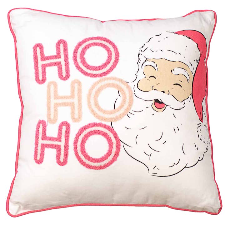 Pink hohoho Santa pillow