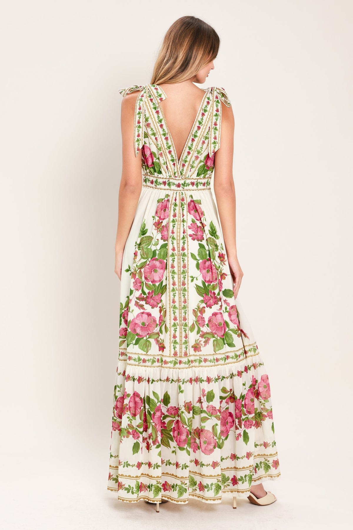 Flying Tomato Ivory Rose Vine Romance Printed Woven Maxi Dress - Little Miss Muffin Children & Home