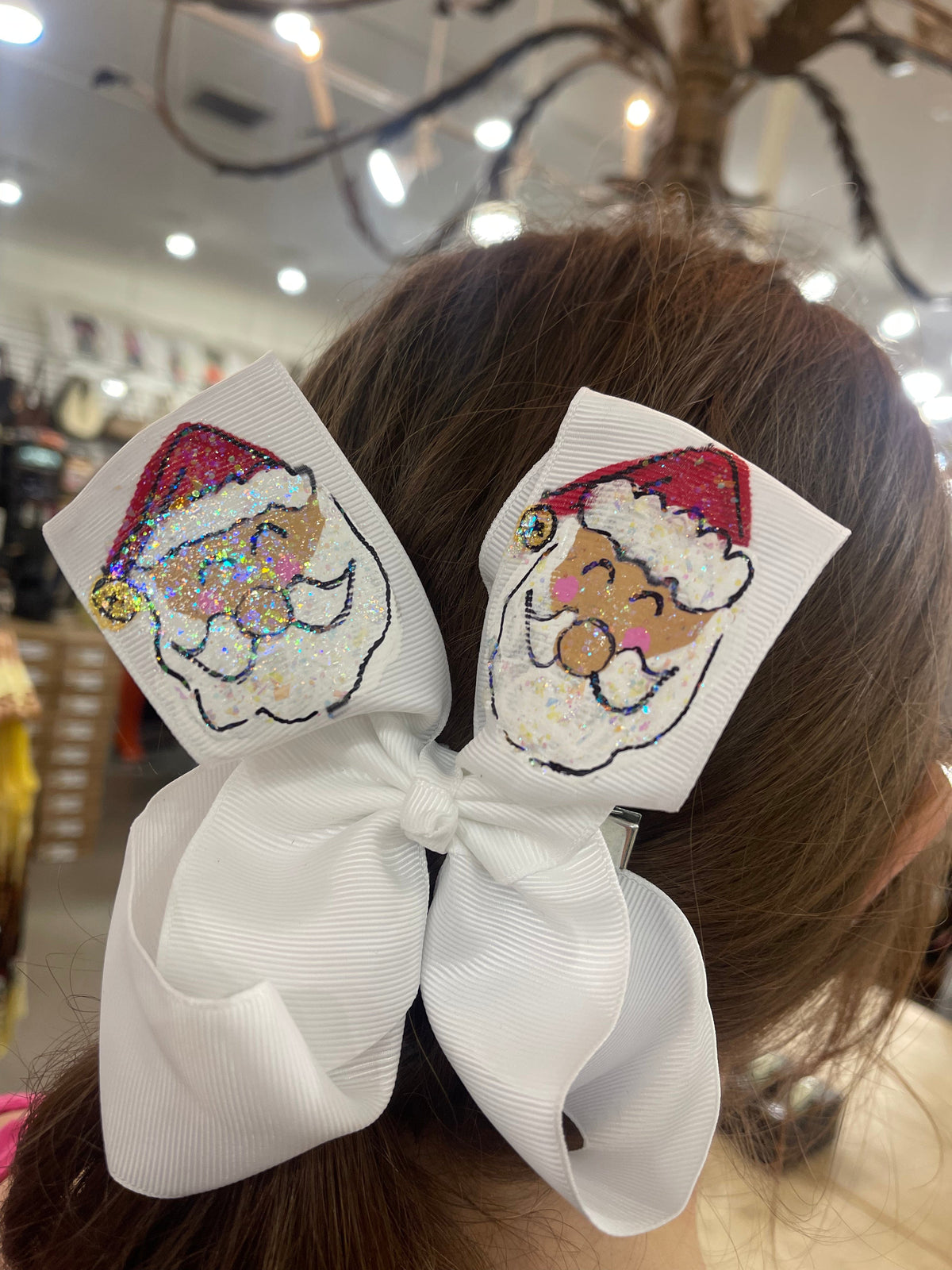 Heidi Davis Heidi Davis Santa Hand Painted Glitter Bow - Little Miss Muffin Children & Home