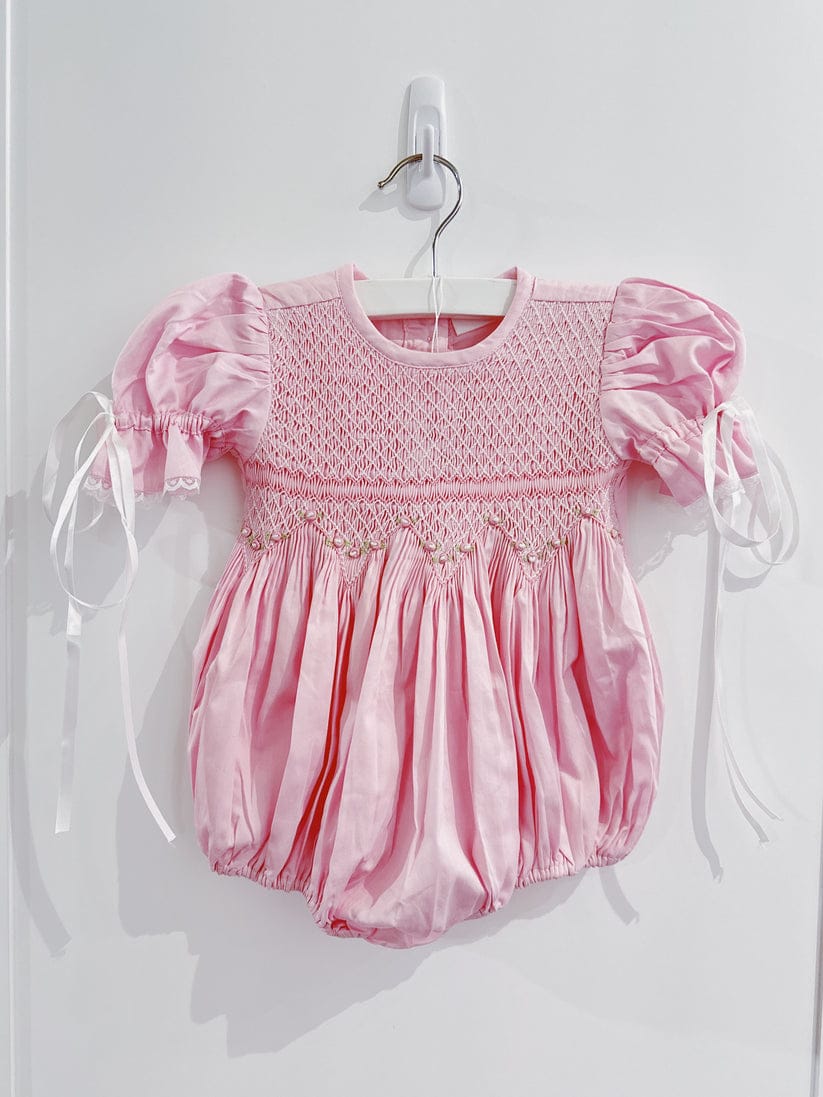 Lulu Bebe Nikki Smocked Bodice Bubble with Pink - Little Miss Muffin Children & Home
