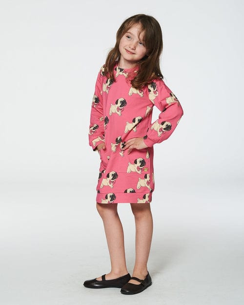 Deux Par Deux Deux Par Deux French Terry Dress Printed Puppy Pug - Little Miss Muffin Children & Home