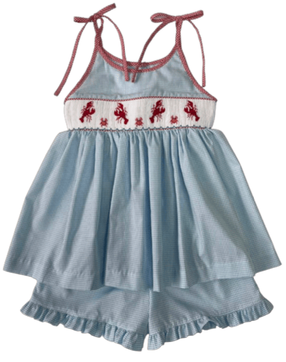 Lulu Bebe Crawfish Smocked Joice Short Set - Little Miss Muffin Children & Home