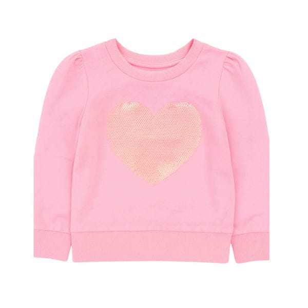 Lily Sequin Heart Long Sleeve Puff Sleeve Top