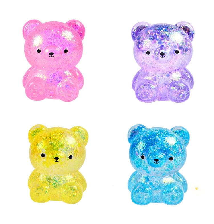 Glitter Bear Squishy Toy for Kids | Sparkly Stress Relief Squeeze Toy, 4 Colors