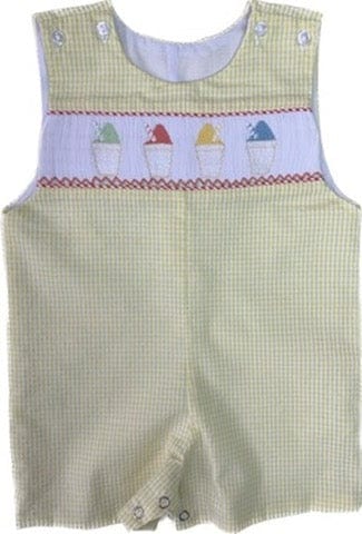 Lulu Bebe Lulu Bebe Pete Smocked Snowball Shortall - Little Miss Muffin Children & Home