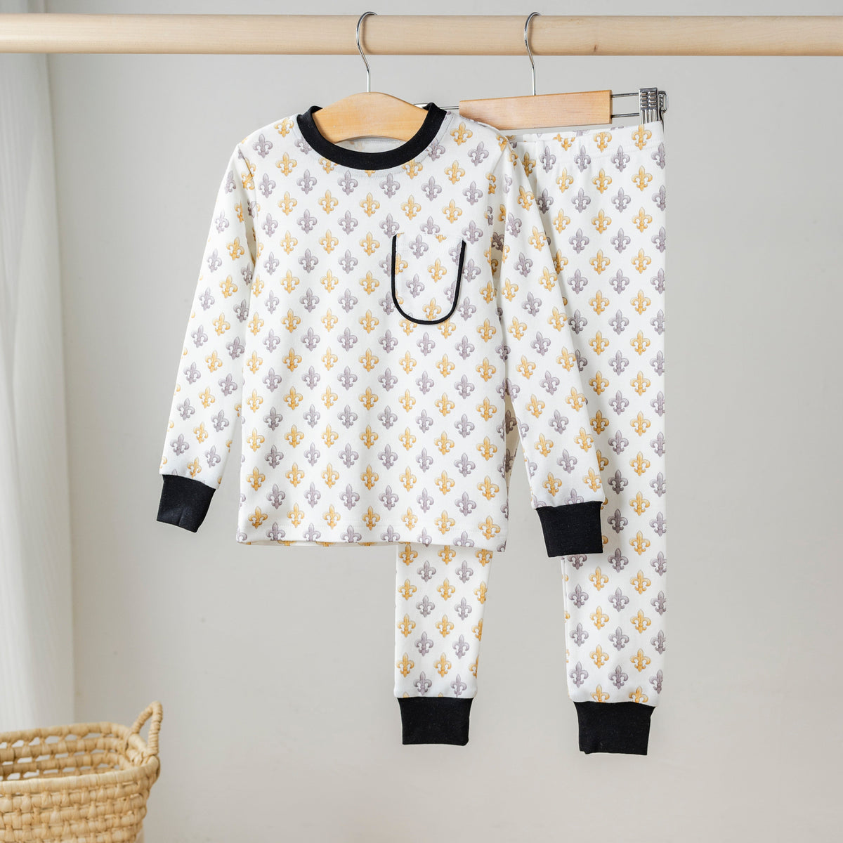 Nola Tawk Black & Gold Fleur De Lis Cotton Pajama Set - Little Miss Muffin Children & Home