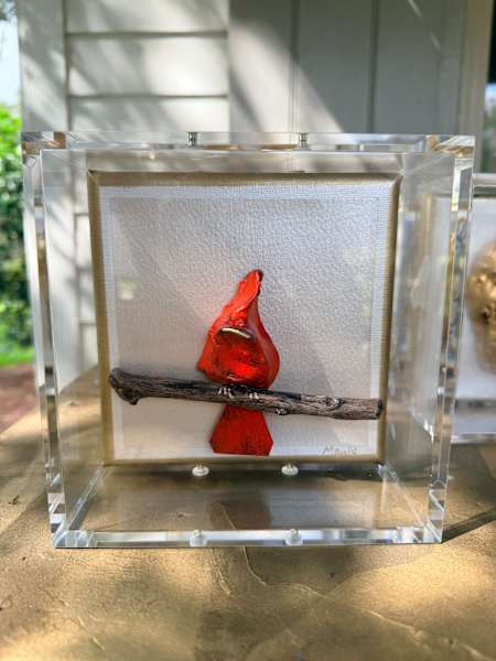 Dana Manly Art Redbird in Shadowbox 6x6 - Little Miss Muffin Children & Home
