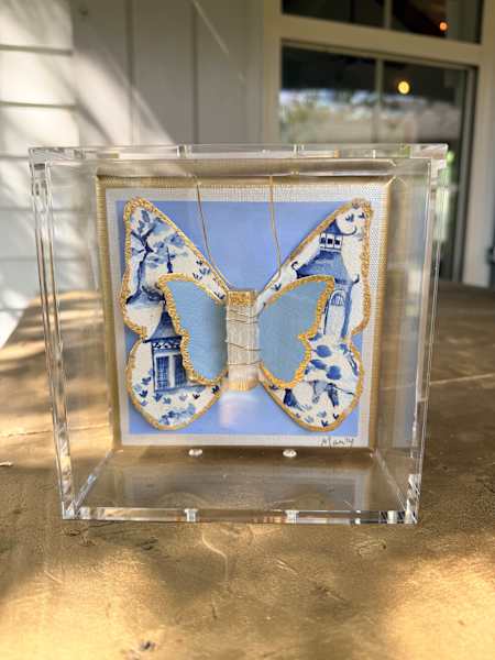 Dana Manly Art Chinoiserie Butterfly 6x6 in Shadowbox - Little Miss Muffin Children & Home