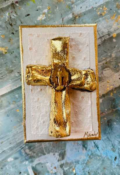 Dana Manly Art Gold Cross on Canvas Art, Assorted - Little Miss Muffin Children & Home