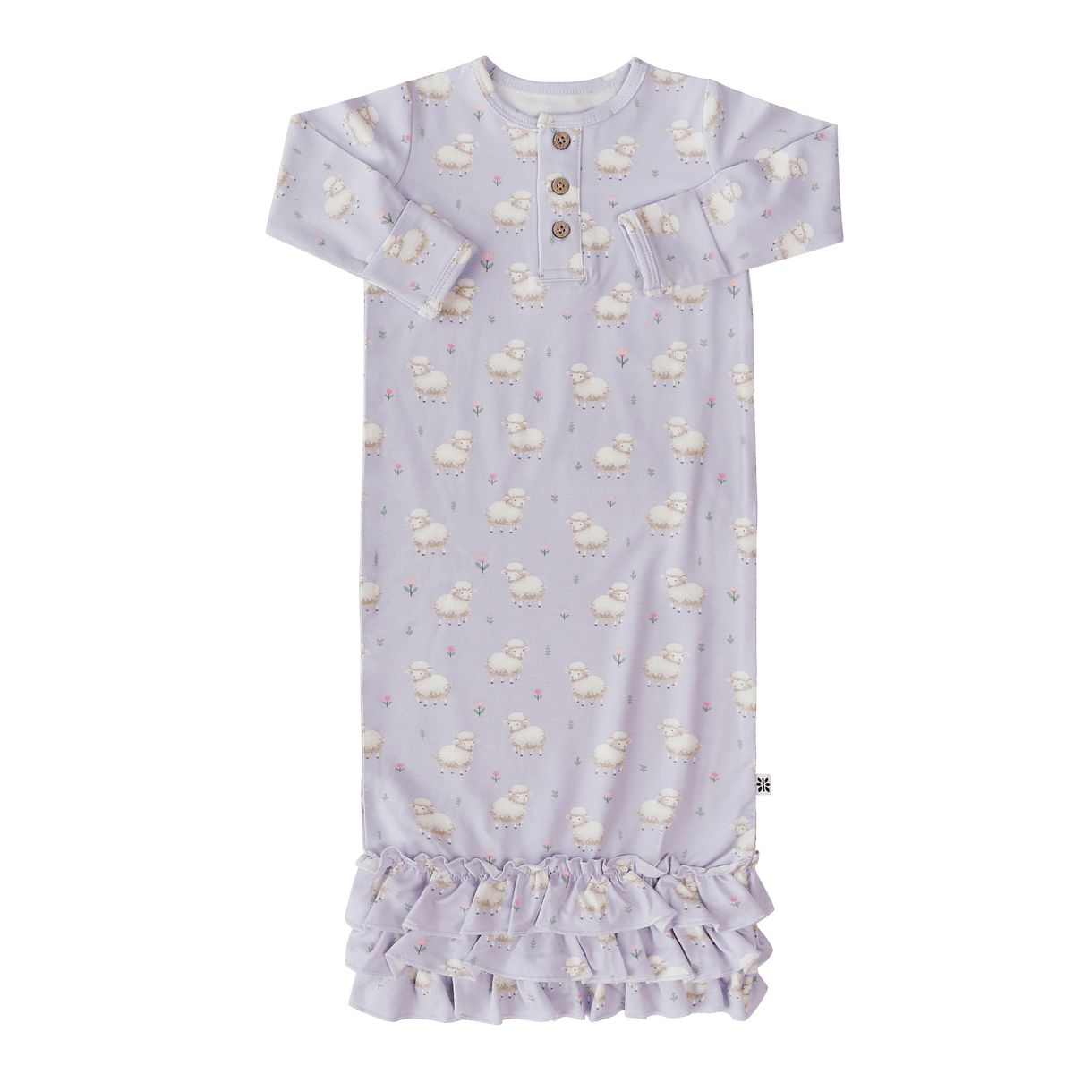 Sweet Bamboo Precious Little Lamb Ruffle Receiving Gown - Little Miss Muffin Children & Home