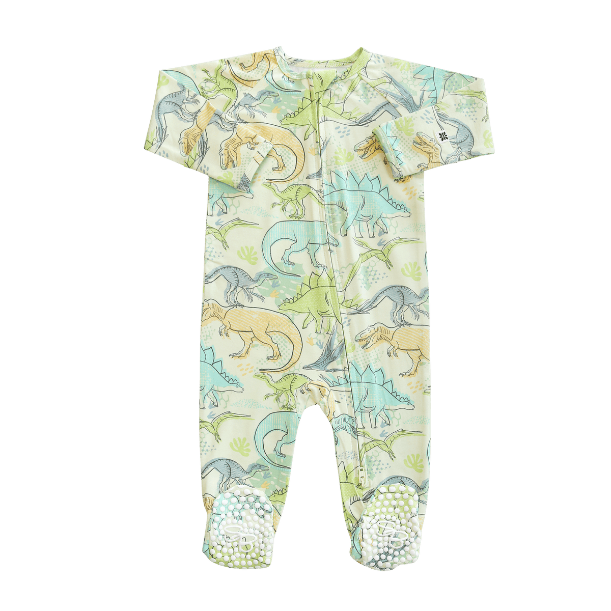 Neon Dino Zipper Footie