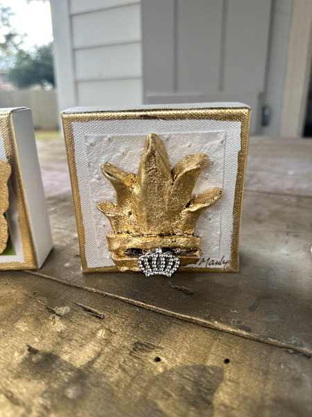 Dana Manly Art Gold Crown Art 4x4 - Little Miss Muffin Children & Home