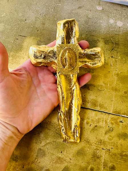 Dana Manly Art Handheld Cross Pottery with Miraculous Medal - Little Miss Muffin Children & Home