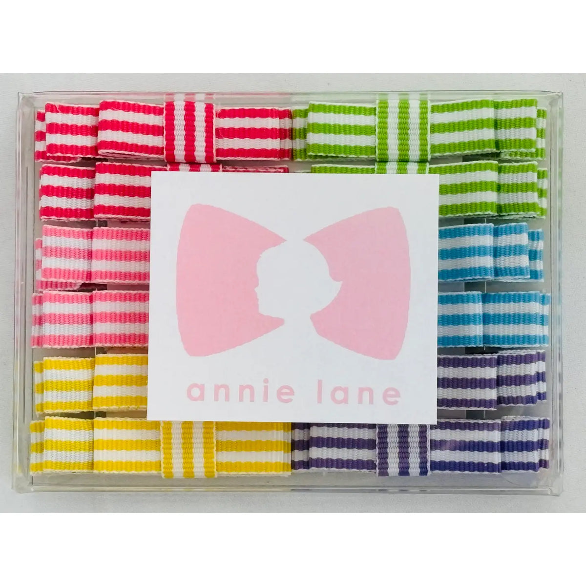 Annie Lane Classic Grosgrain Bright Stripe Set of 12 Hair Bows - Little Miss Muffin Children & Home