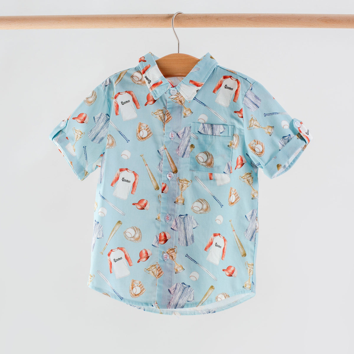 Nola Tawk Let's Play Ball Short Sleeve Collared Shirt - Little Miss Muffin Children & Home