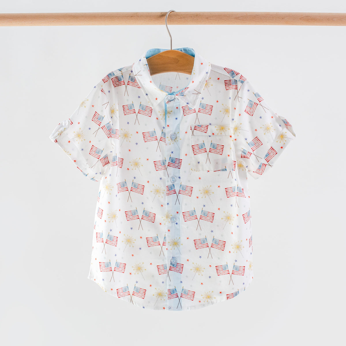 Patriotic Parade Short Sleeve Collared Shirt