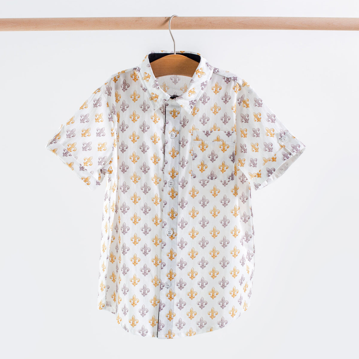 Black and gold fleur de lis collared shirt for kids