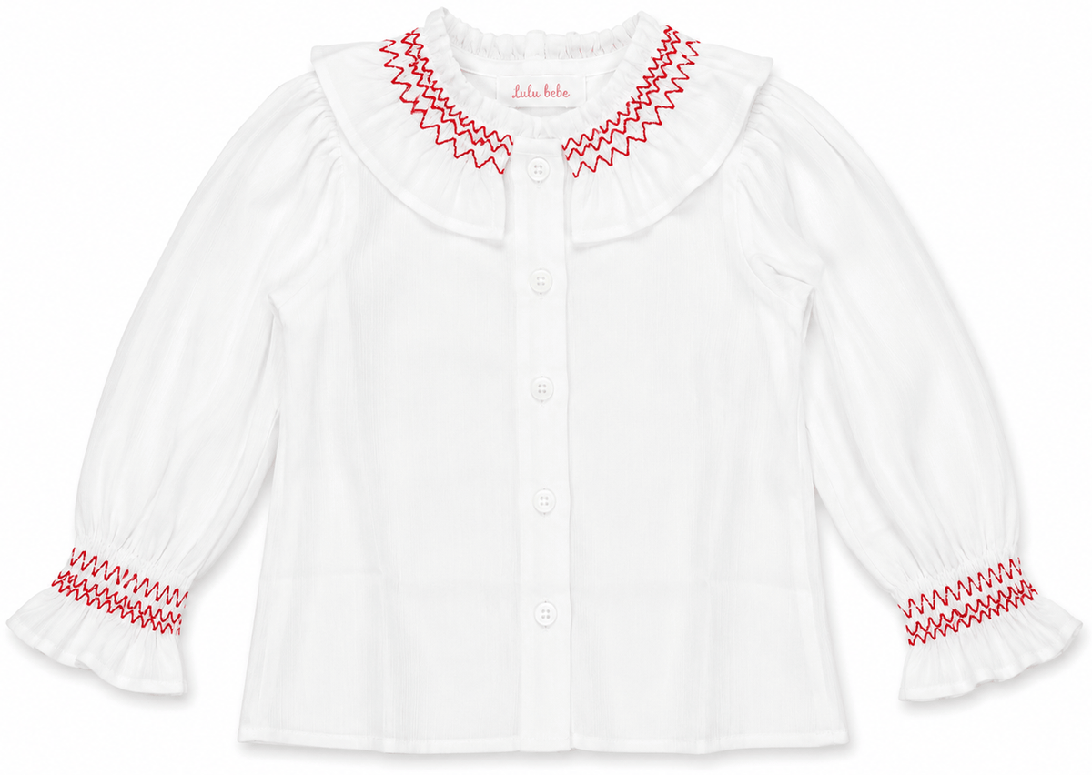 Liz Long Sleeve Smocked Ruffle Collar Shirt