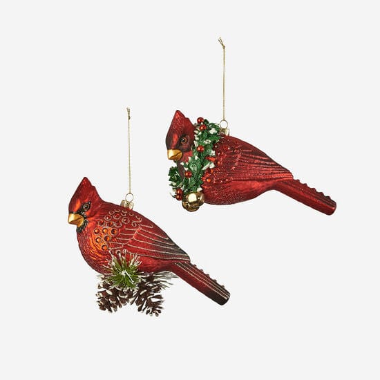 180 Degrees 180 Degrees 8" Glass Cardinal Ornament, 2 Styles Available - Little Miss Muffin Children & Home