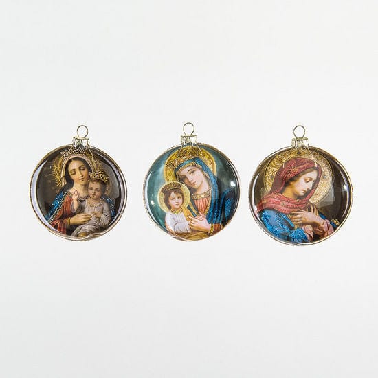 180 Degrees 180 Degrees 3.75" Madonna Medallion Glass Ornament, 3 Styles Available - Little Miss Muffin Children & Home