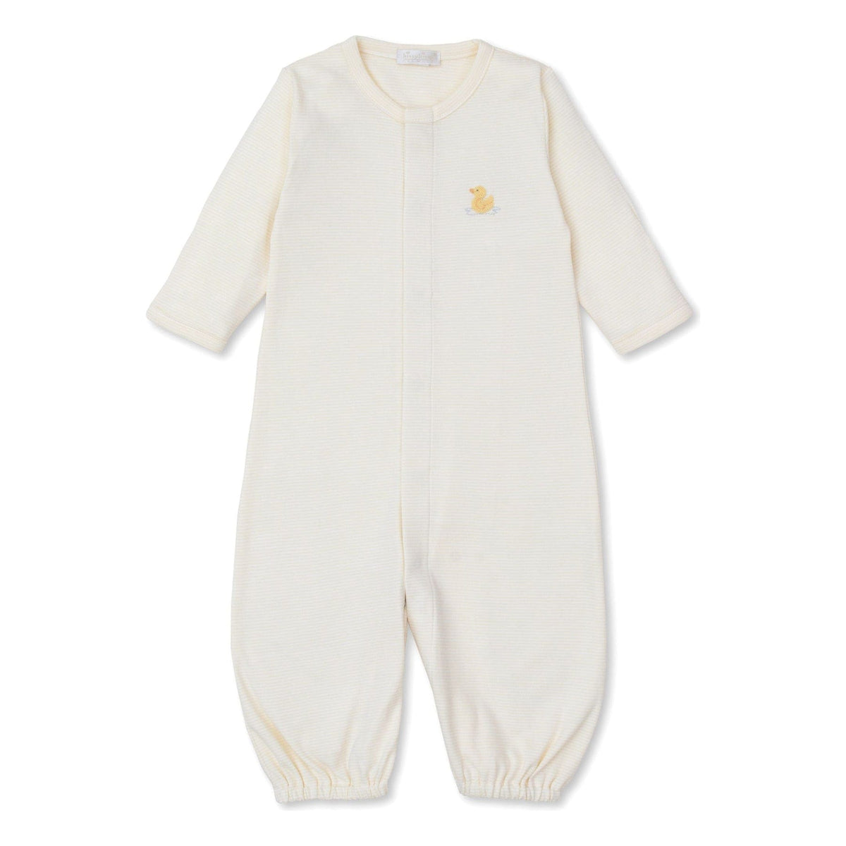 Kissy Kissy Kissy Kissy Convertible Gown with Hand Embroidered Premier Duckling, Yellow Stripe - Little Miss Muffin Children & Home