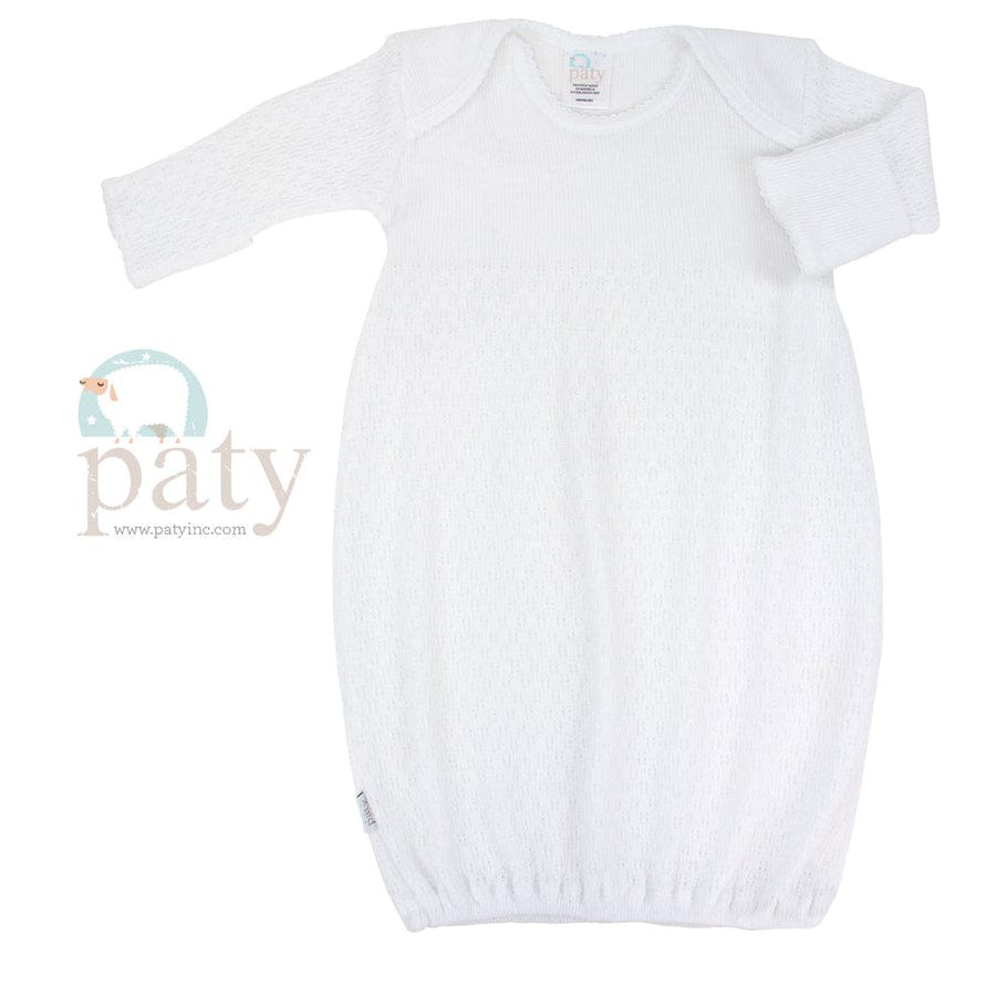 Knit Overlap Shoulder Gown Whitee No Bow