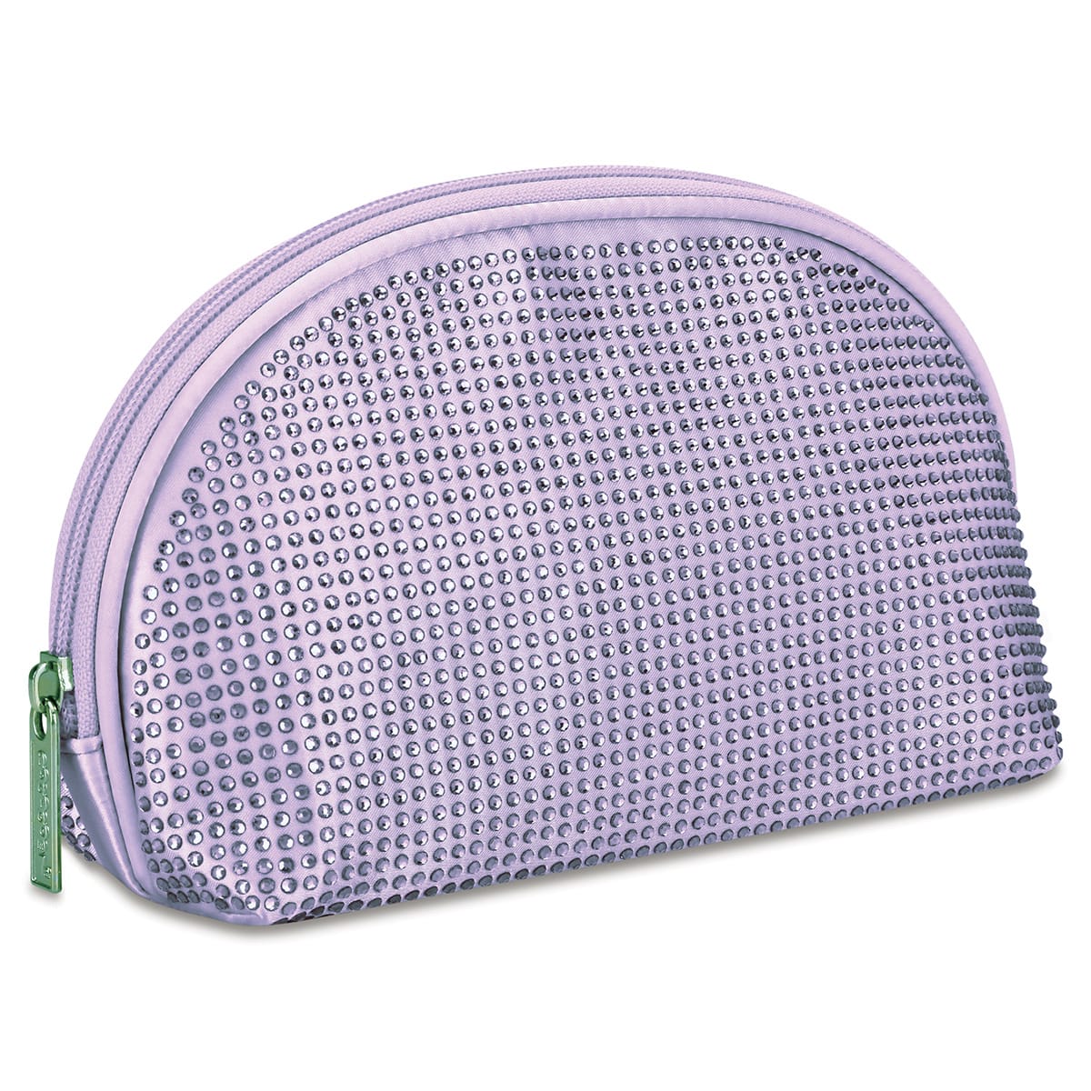 Lavender Rhinestone Oval Cosmetic Bag