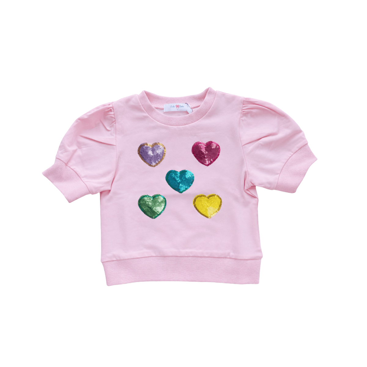 Lily Sequin Hearts Puff Sleeve Top