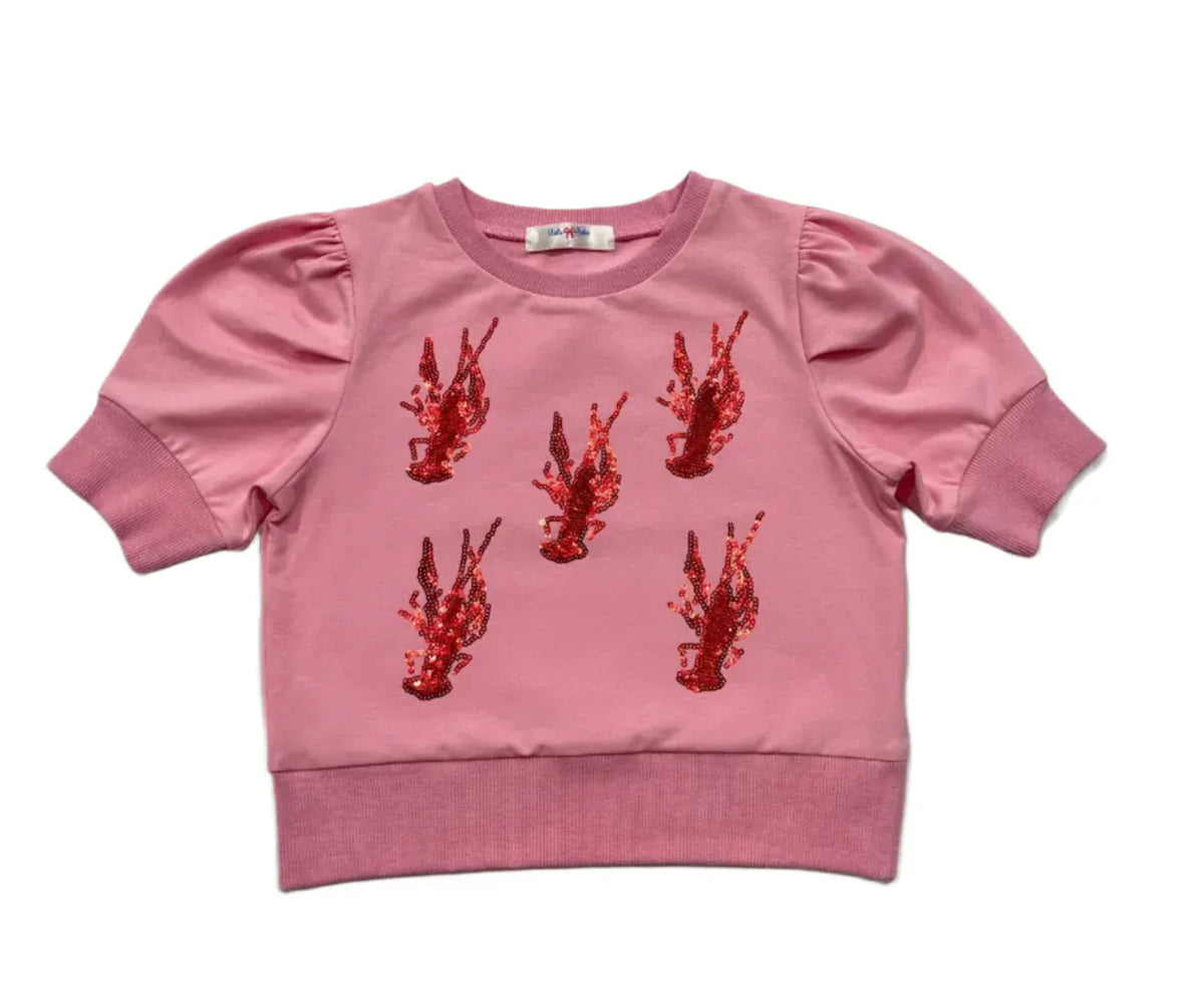 Lily Sequin Lobster Puff Sleeve Top