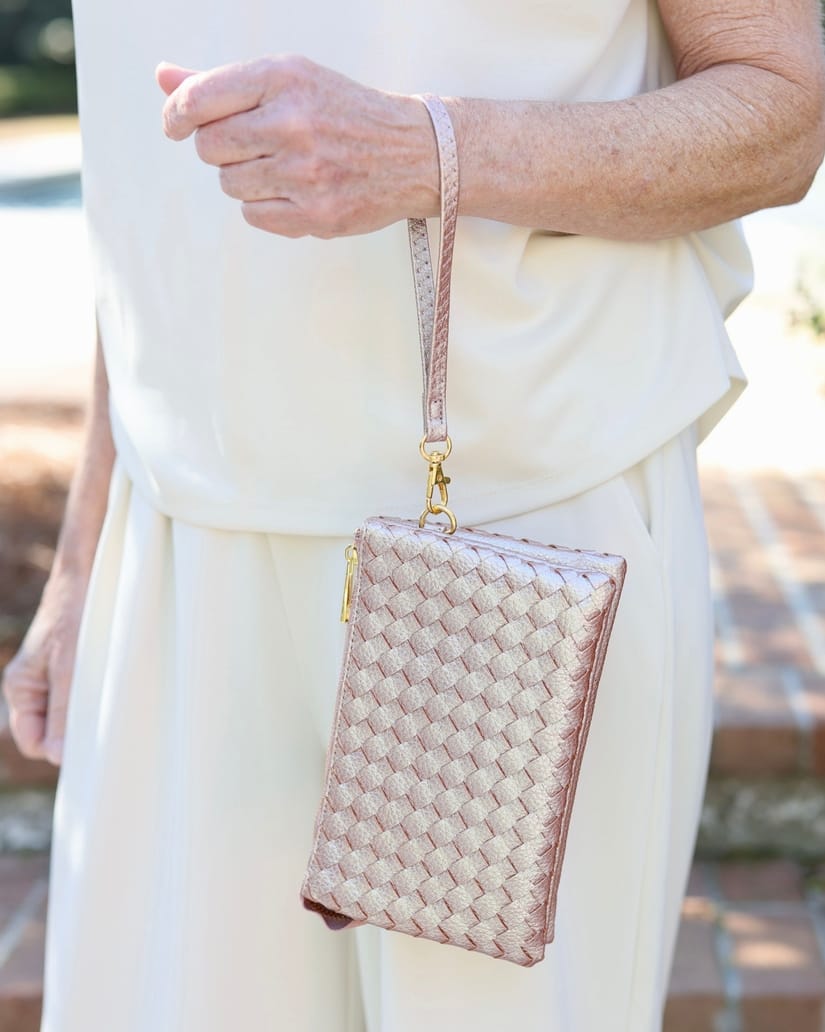 Liz Crossbody Bag Woven Metallic Pink