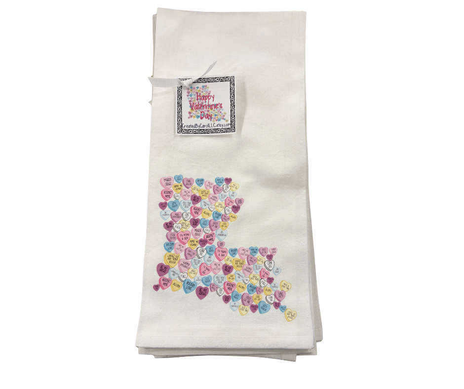 Louisiana Shape Conversation Hearts Towel