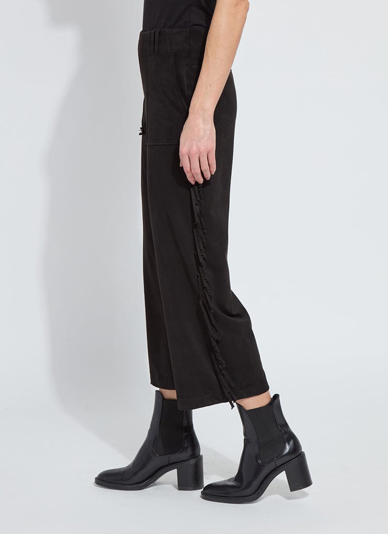 Lysse Cooper Fringe Wide Leg Crop Vegan Suede, Black - Little Miss Muffin Children & Home