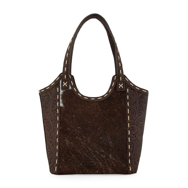 Montana West Coffee Genuine Hair-On Cowhide Tooled Tote - Little Miss Muffin Children & Home