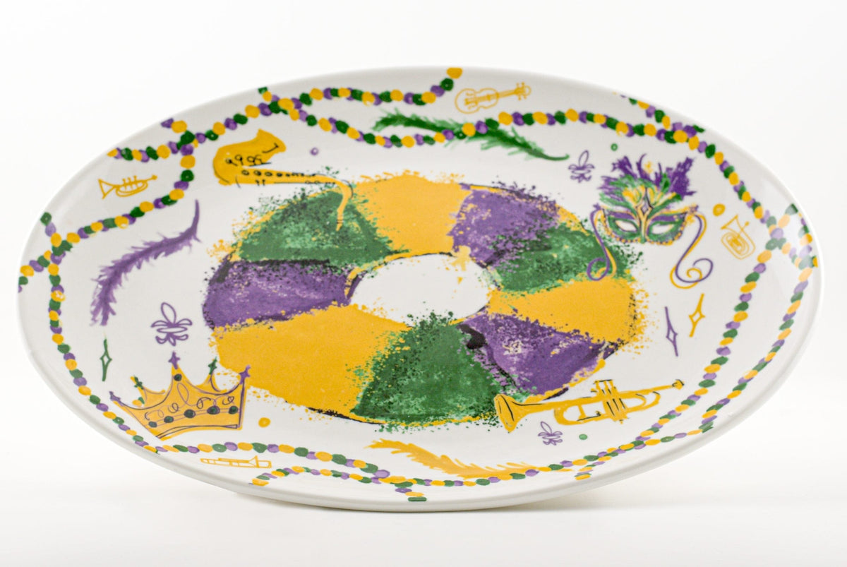 Second Line Ventures The Parish Line Mardi Gras Mask King Cake Platter - Little Miss Muffin Children & Home